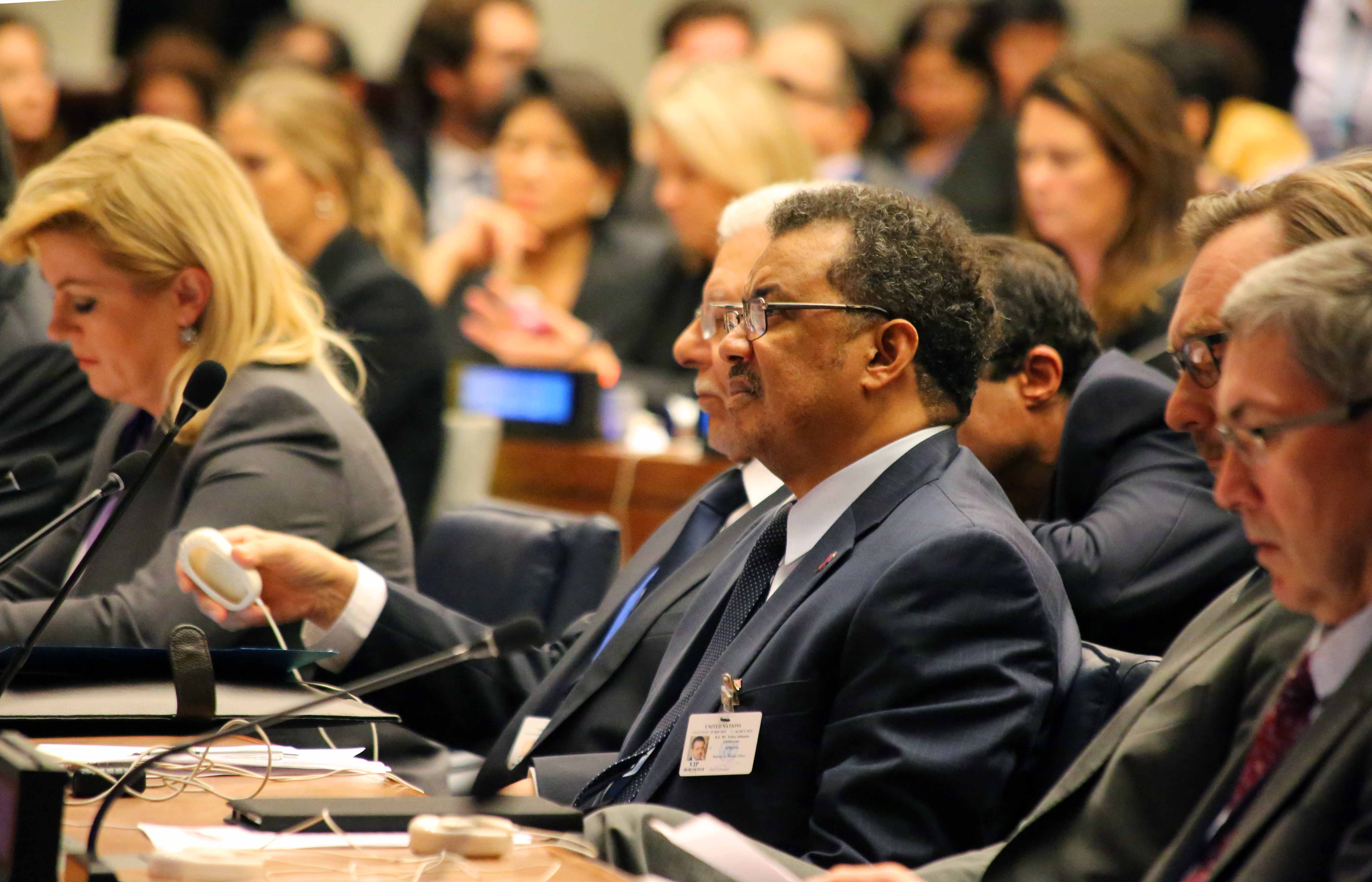 Foreign Minister Dr. Tedros Adhanom attending a sideline meeting at the 70th UN General Assembly
